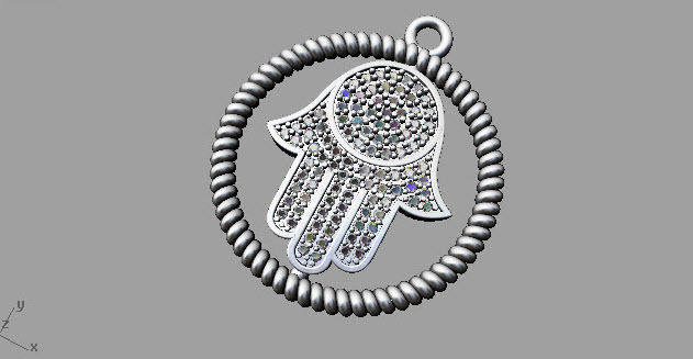 Hamsa Diamond Pendant  3D print model_6