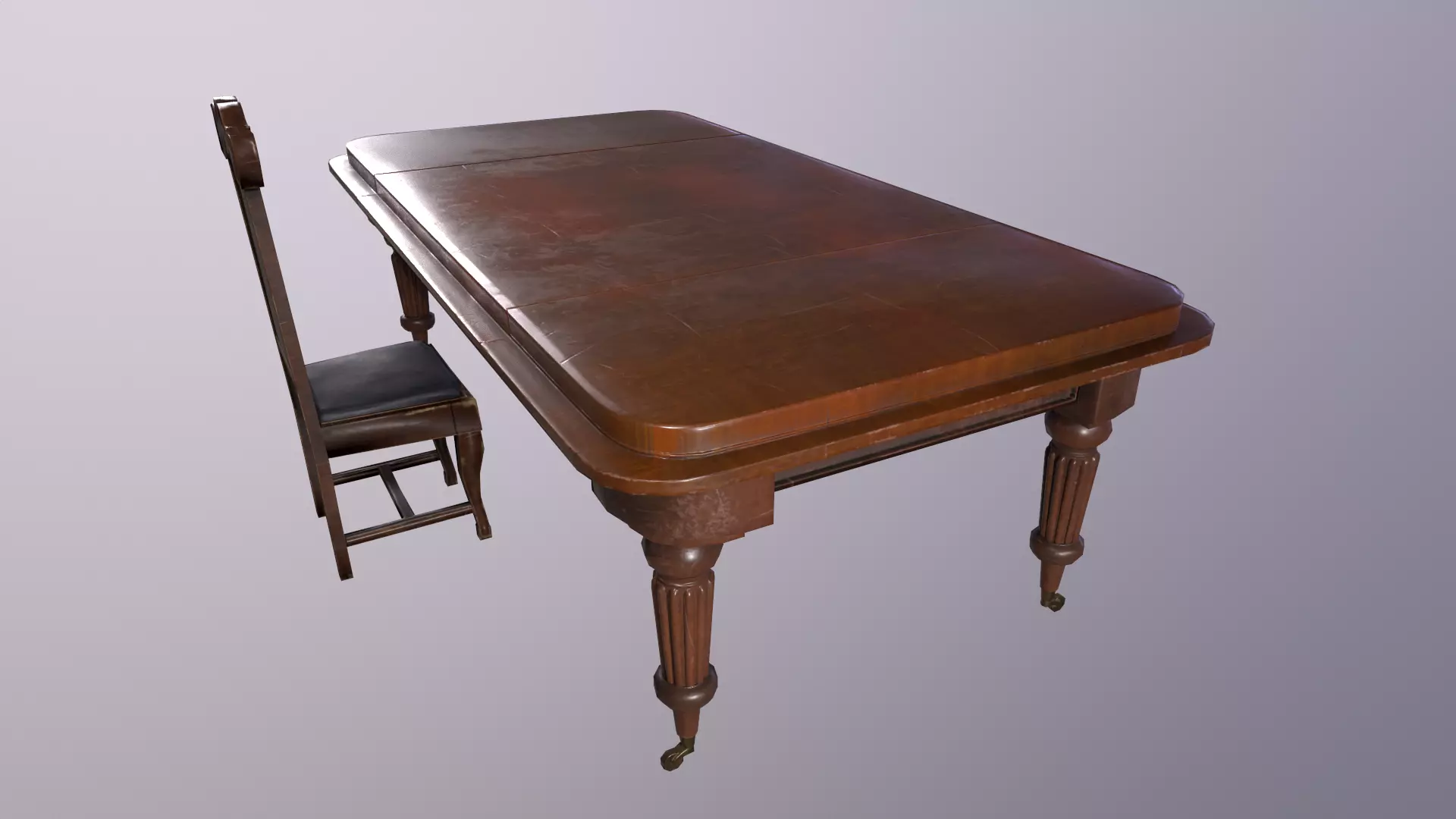 Chair and Table Low-poly 3D model_0