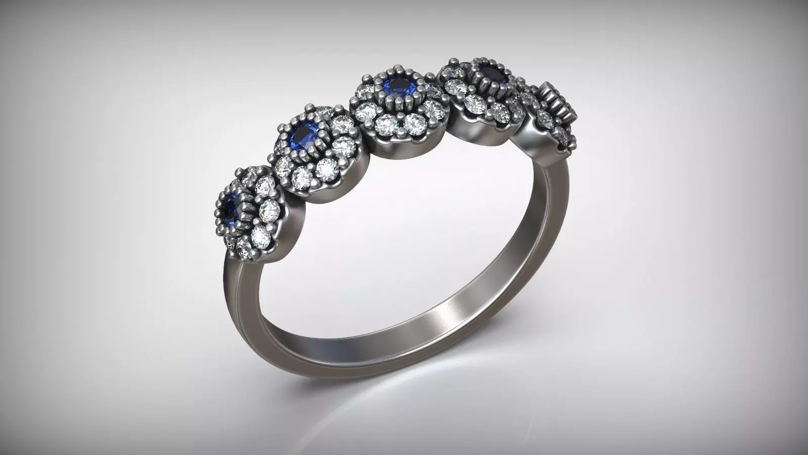 Engagement Ring Sapphire Diamond Free 3D print model