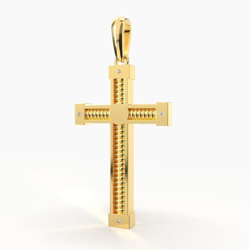 JESUS CROSS DIAMOND PENDANT 3D print model_1