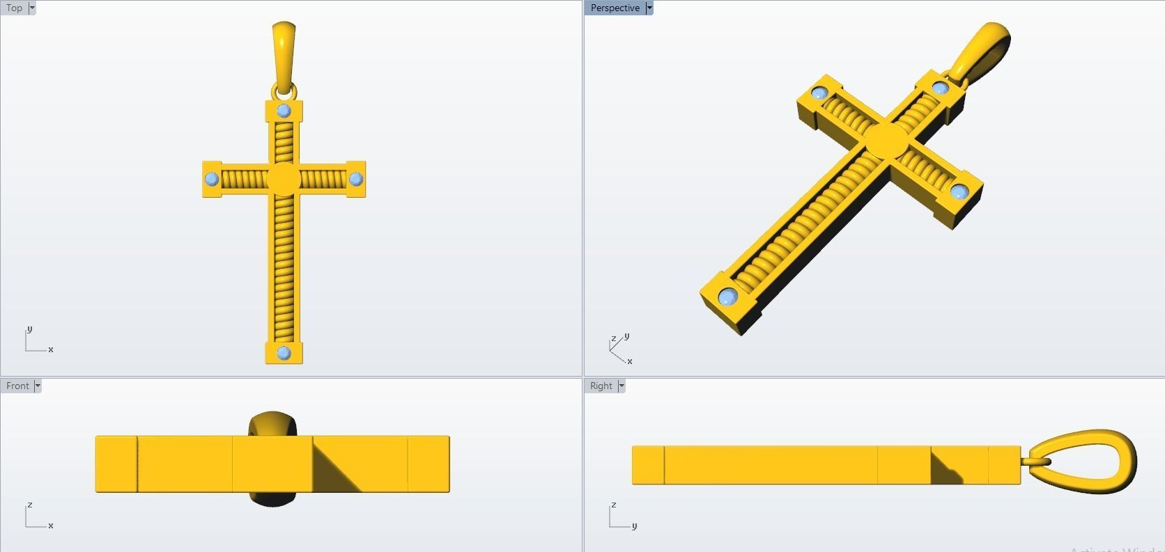 JESUS CROSS DIAMOND PENDANT 3D print model_13
