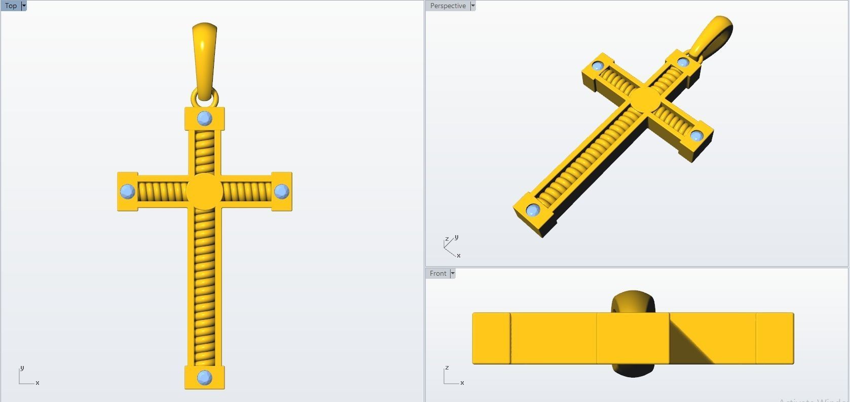 JESUS CROSS DIAMOND PENDANT 3D print model_12