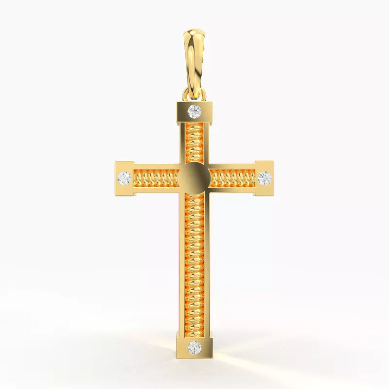JESUS CROSS DIAMOND PENDANT 3D print model_0