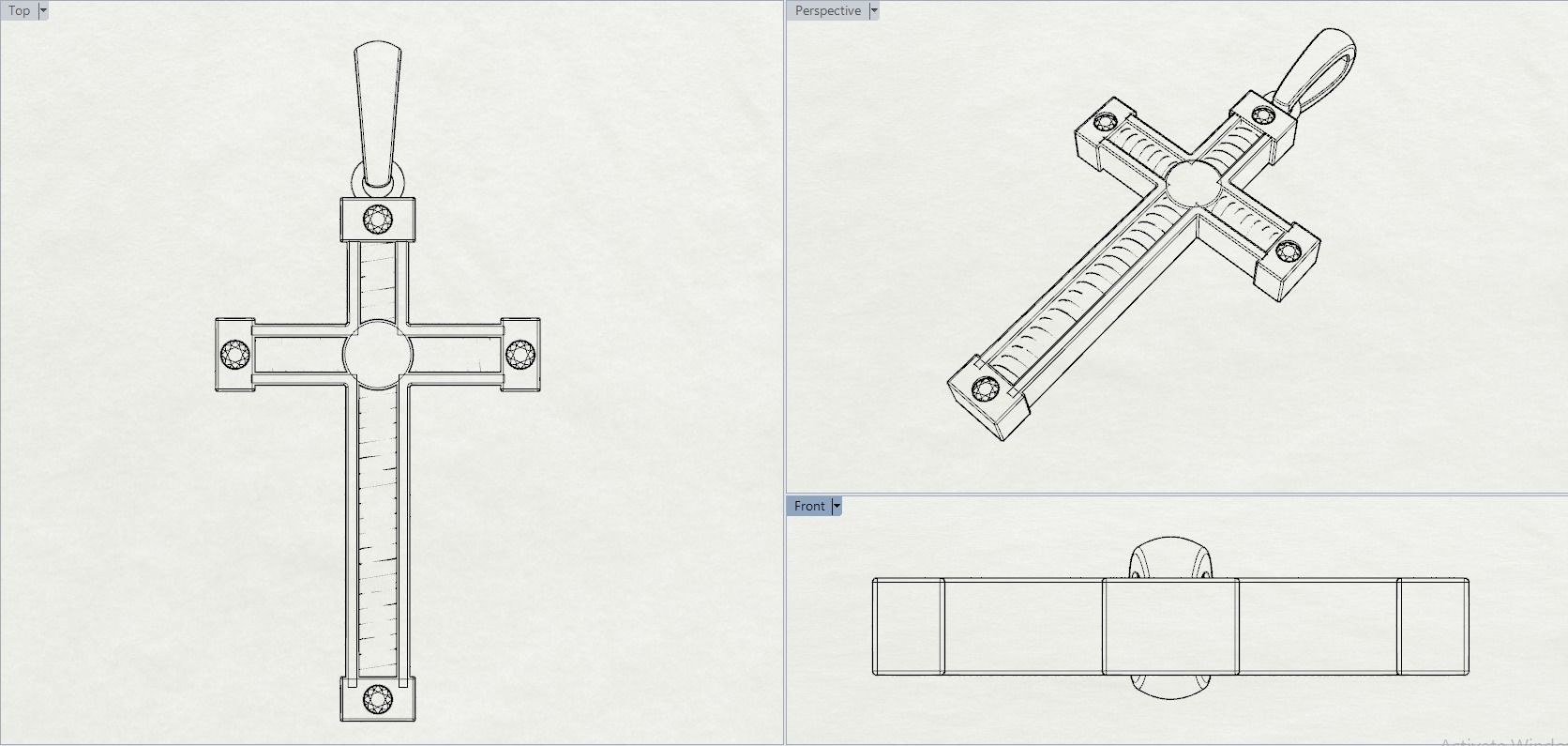 JESUS CROSS DIAMOND PENDANT 3D print model_14