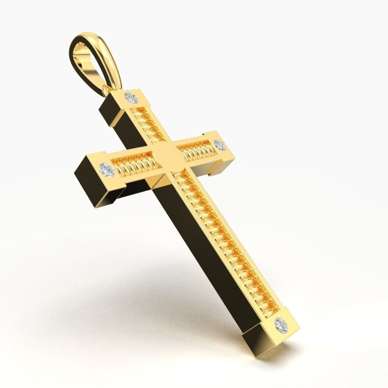 JESUS CROSS DIAMOND PENDANT 3D print model_2
