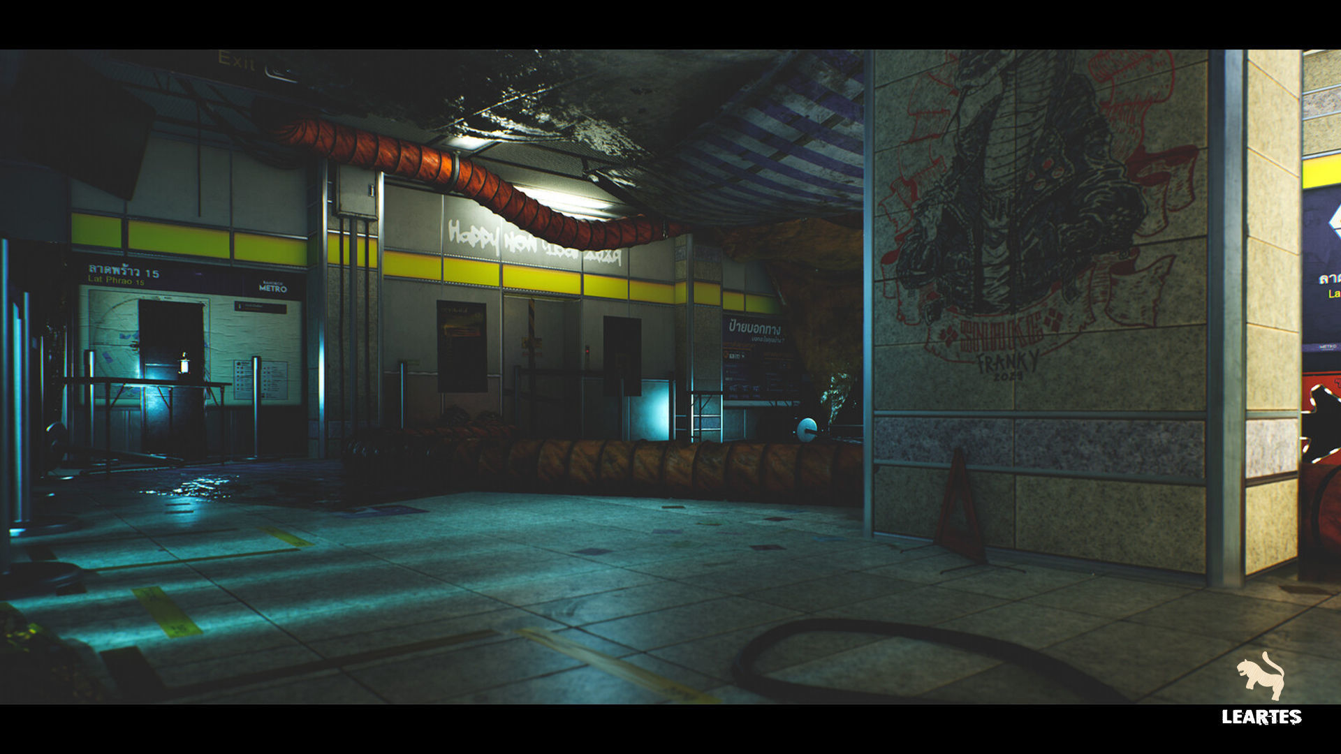 The Blue Metro 2029 Post Apocalyptic Metro Subway Environment Low-poly 3D model_6