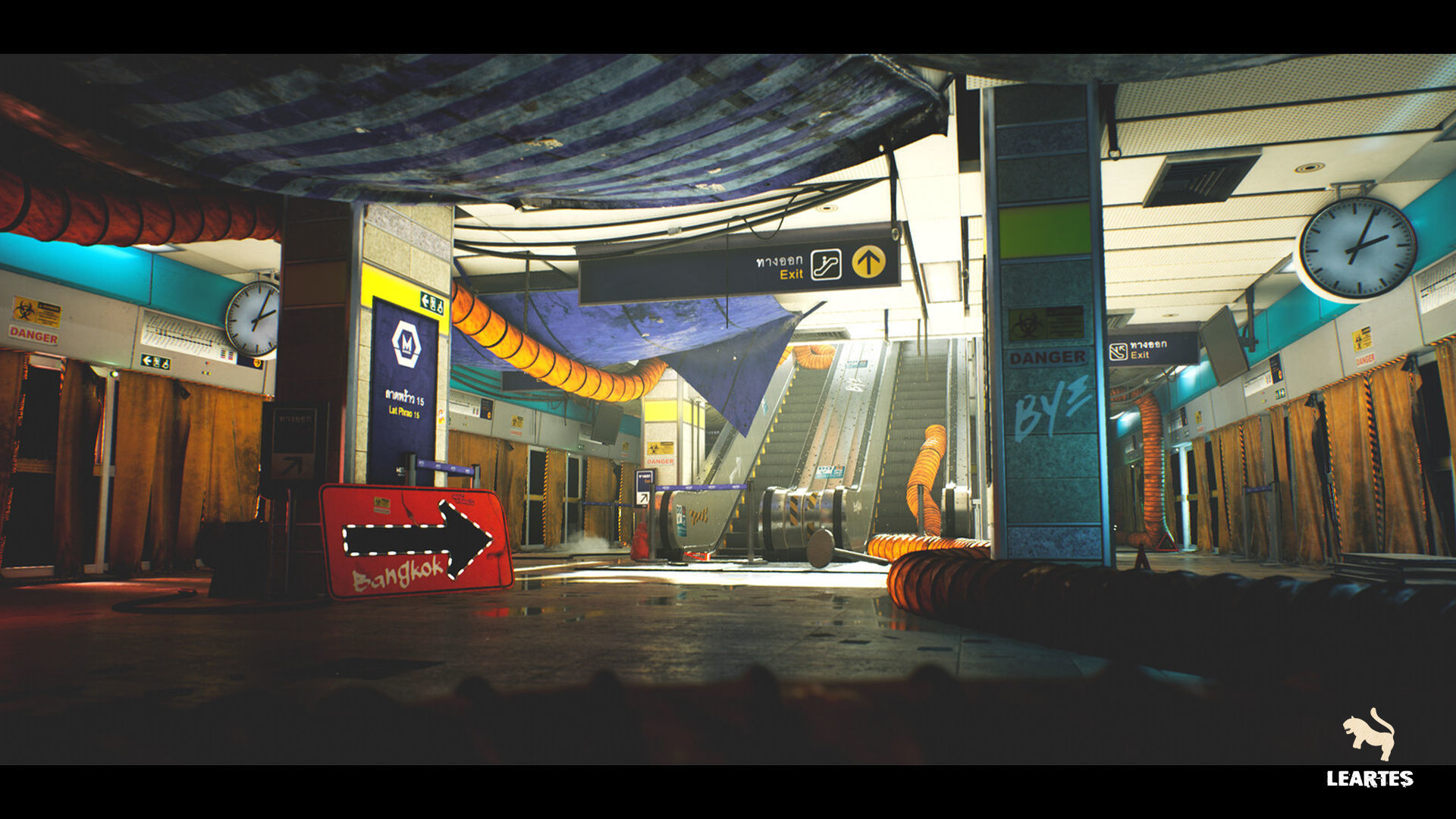 The Blue Metro 2029 Post Apocalyptic Metro Subway Environment Low-poly 3D model_3