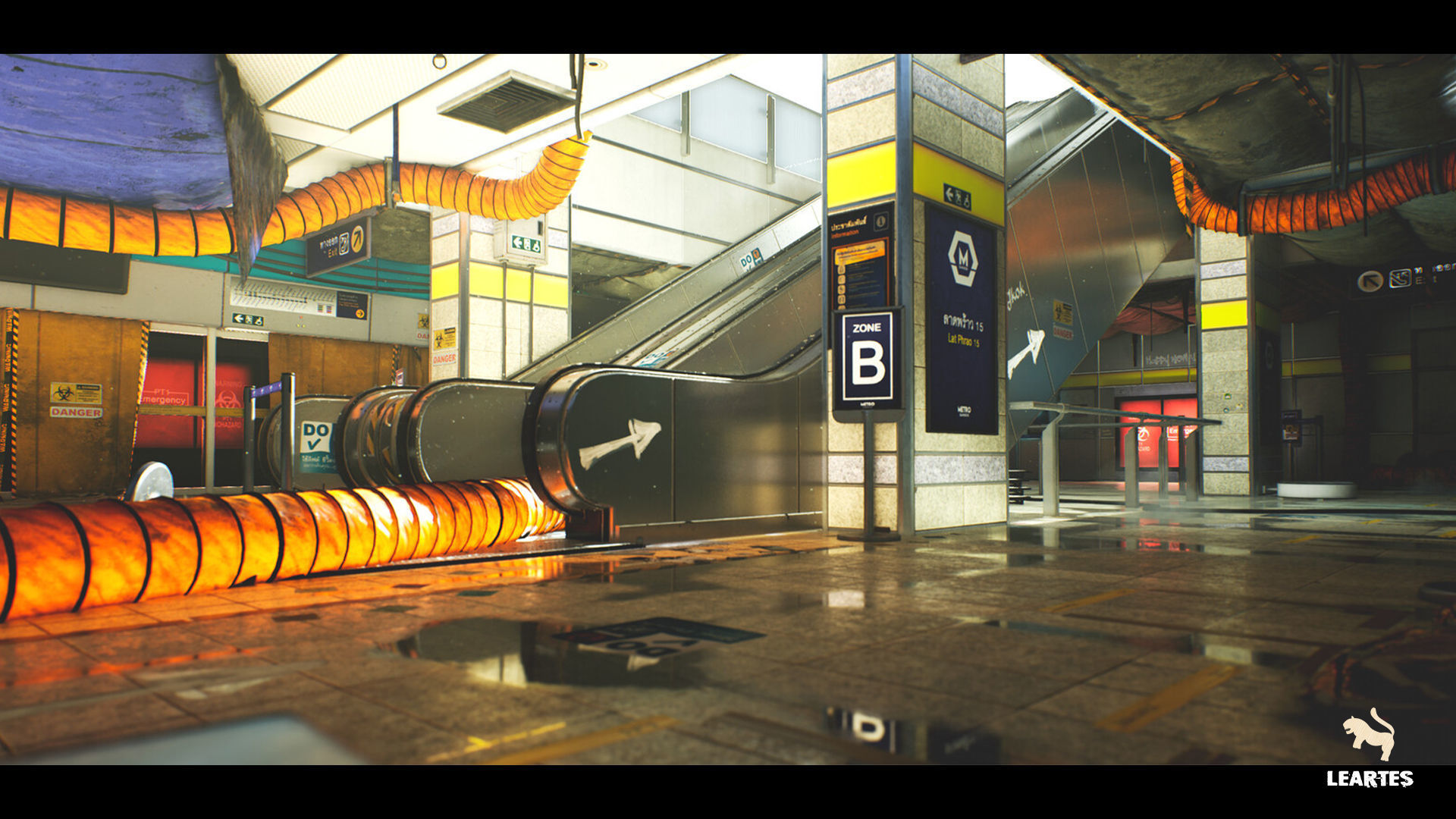 The Blue Metro 2029 Post Apocalyptic Metro Subway Environment Low-poly 3D model_7