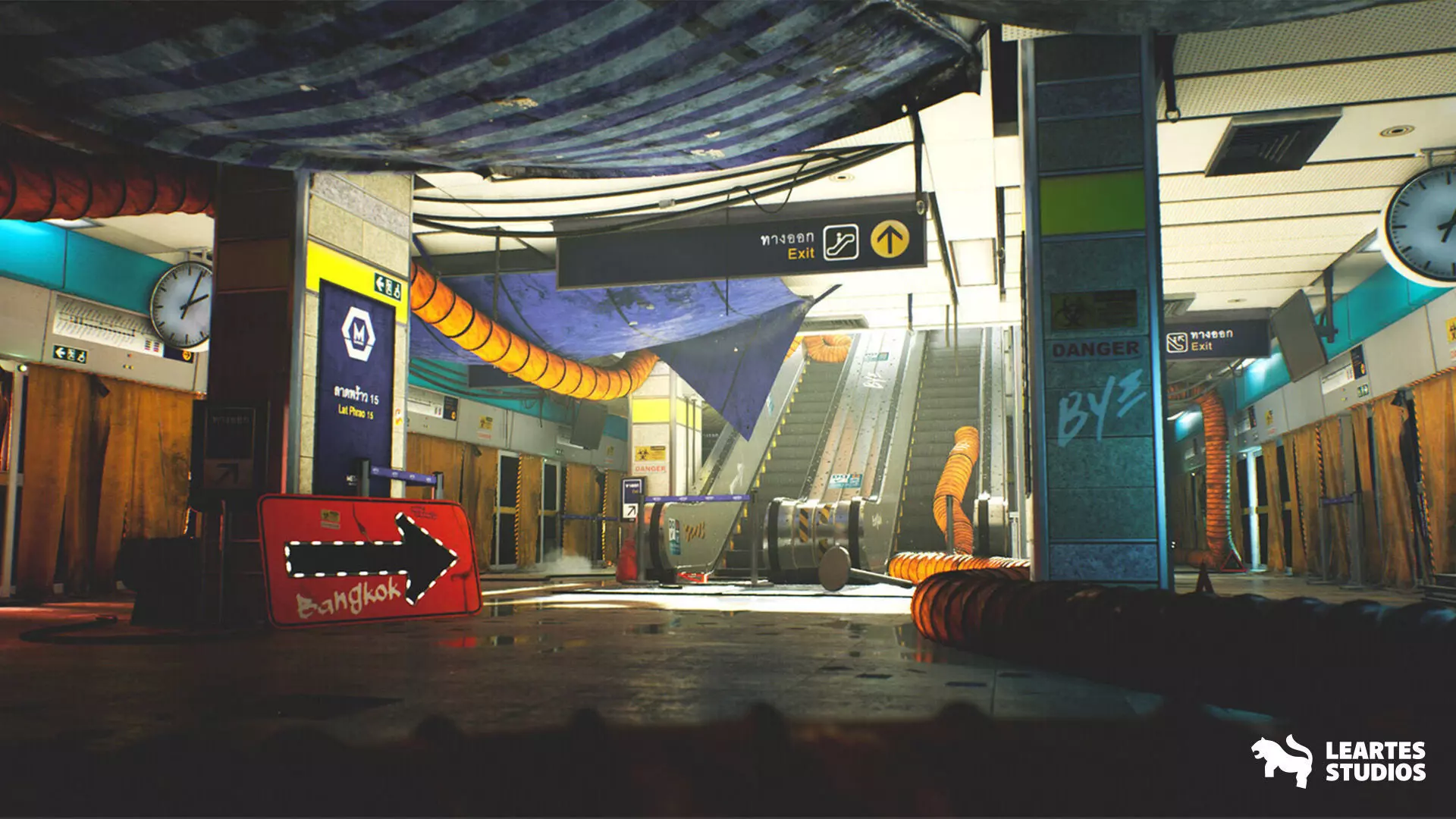 The Blue Metro 2029 Post Apocalyptic Metro Subway Environment Low-poly 3D model_0