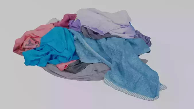 Pile of Clothes 3D Scanned Bright Colors Low-poly 3D model