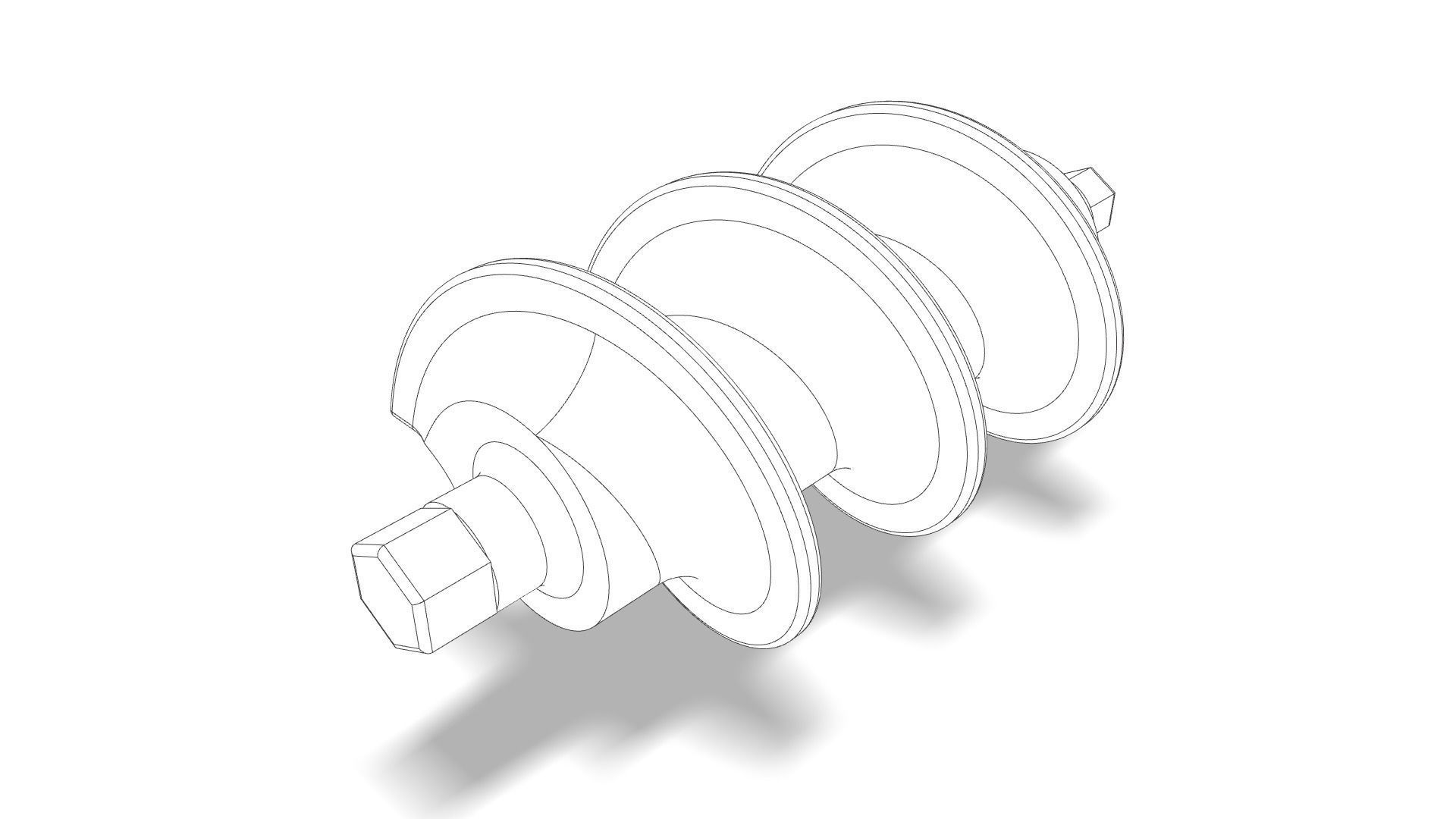 Helical machine part Low-poly 3D model_4