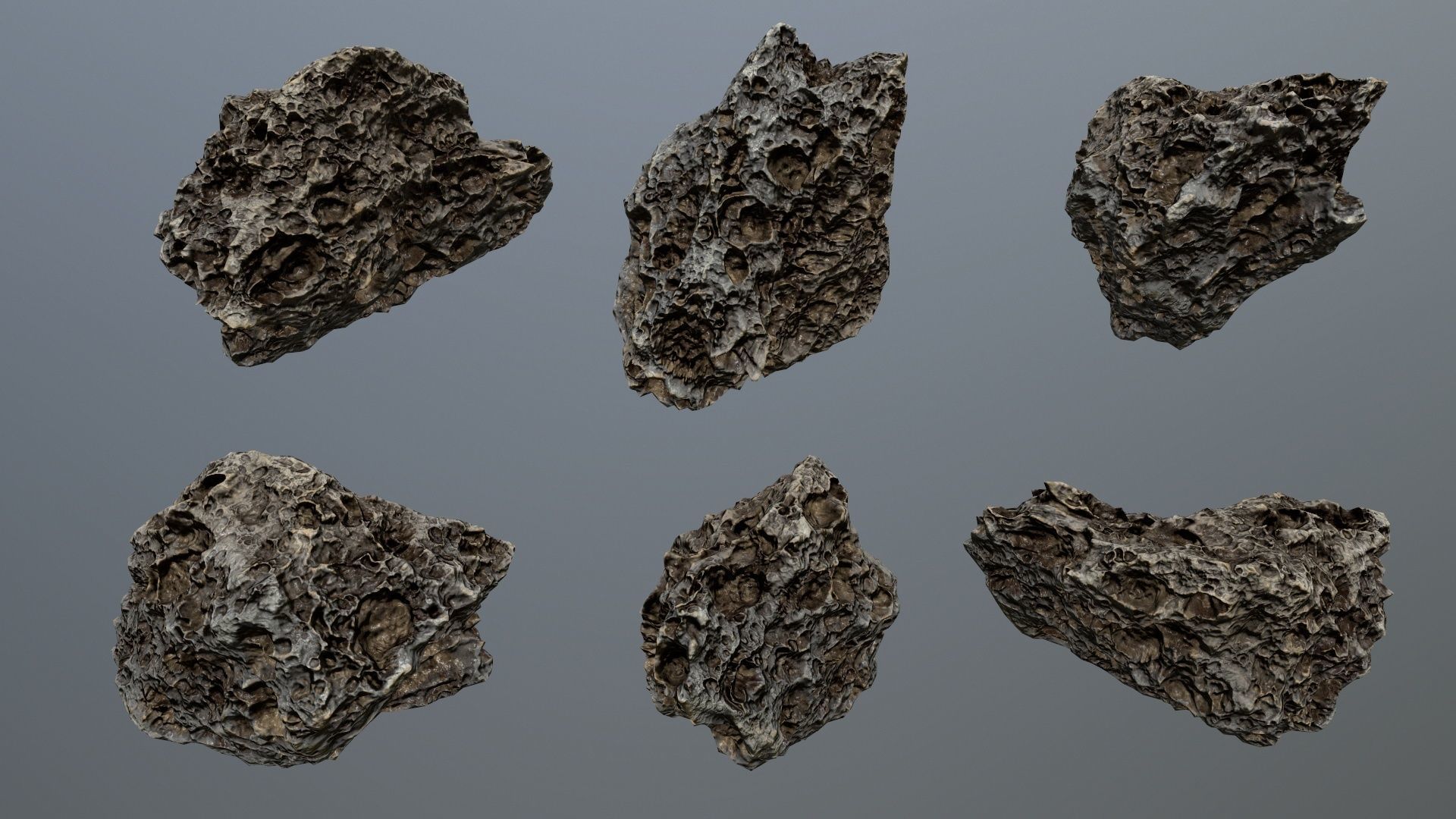 Asteroid Set rock Low-poly 3D model_6