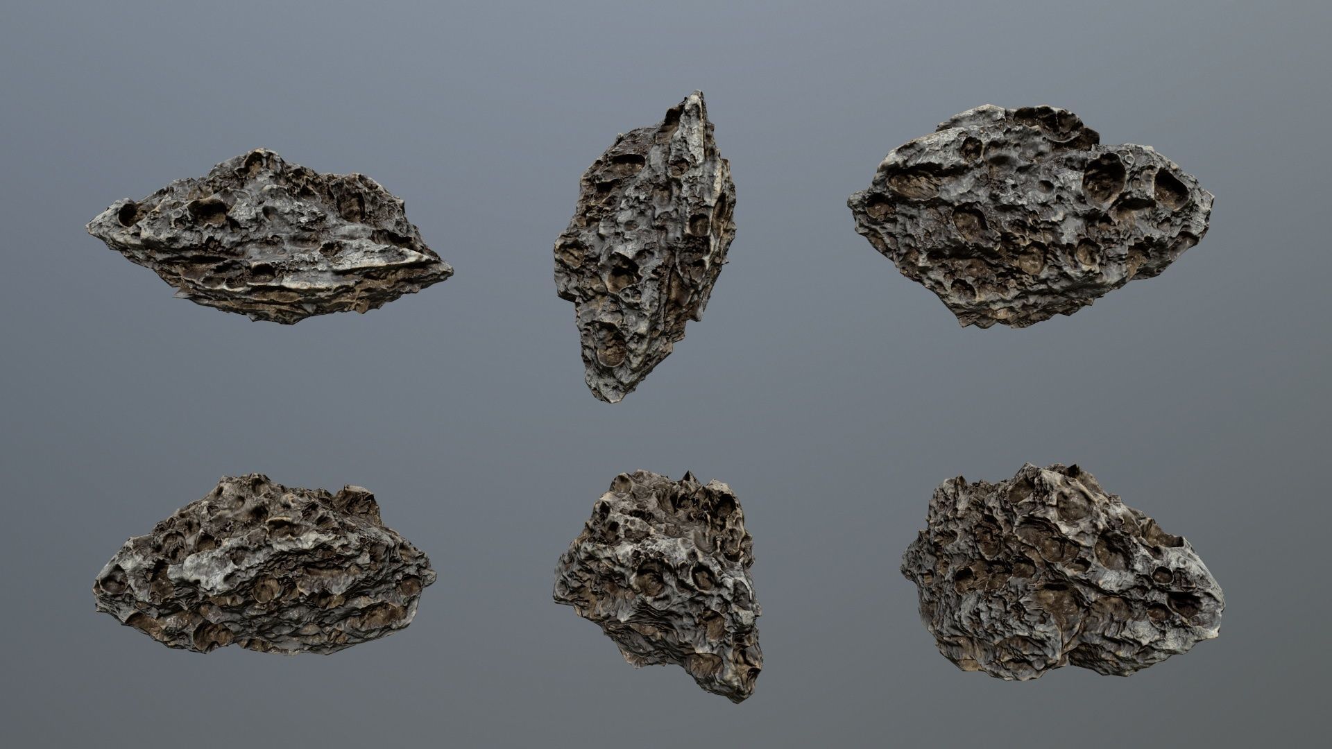 Asteroid Set rock Low-poly 3D model_8