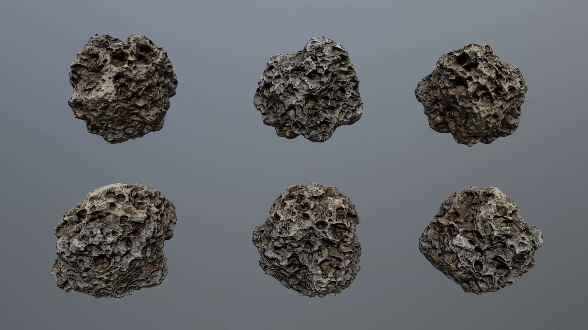 Asteroid Set rock Low-poly 3D model_4