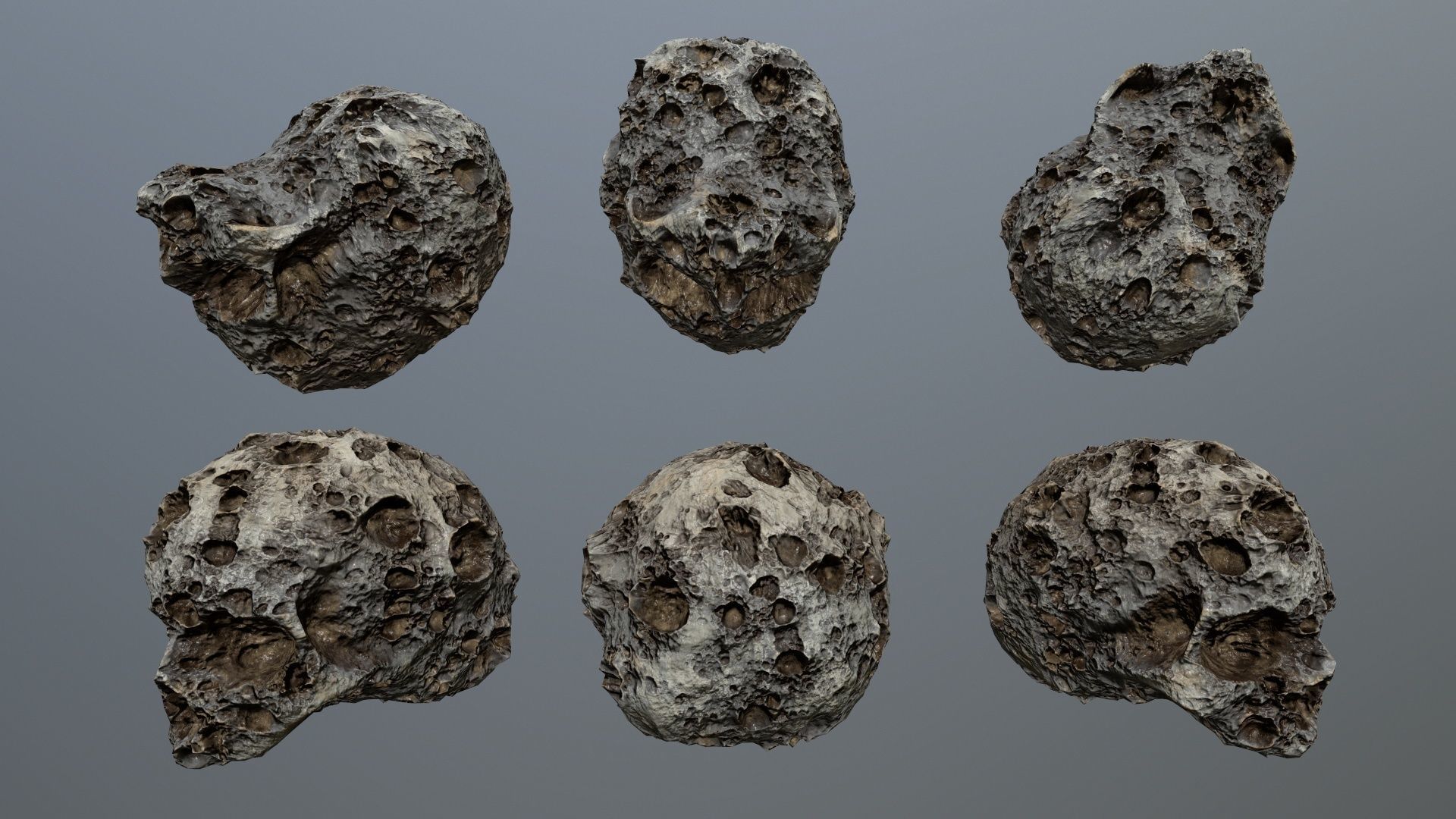 Asteroid Set rock Low-poly 3D model_11