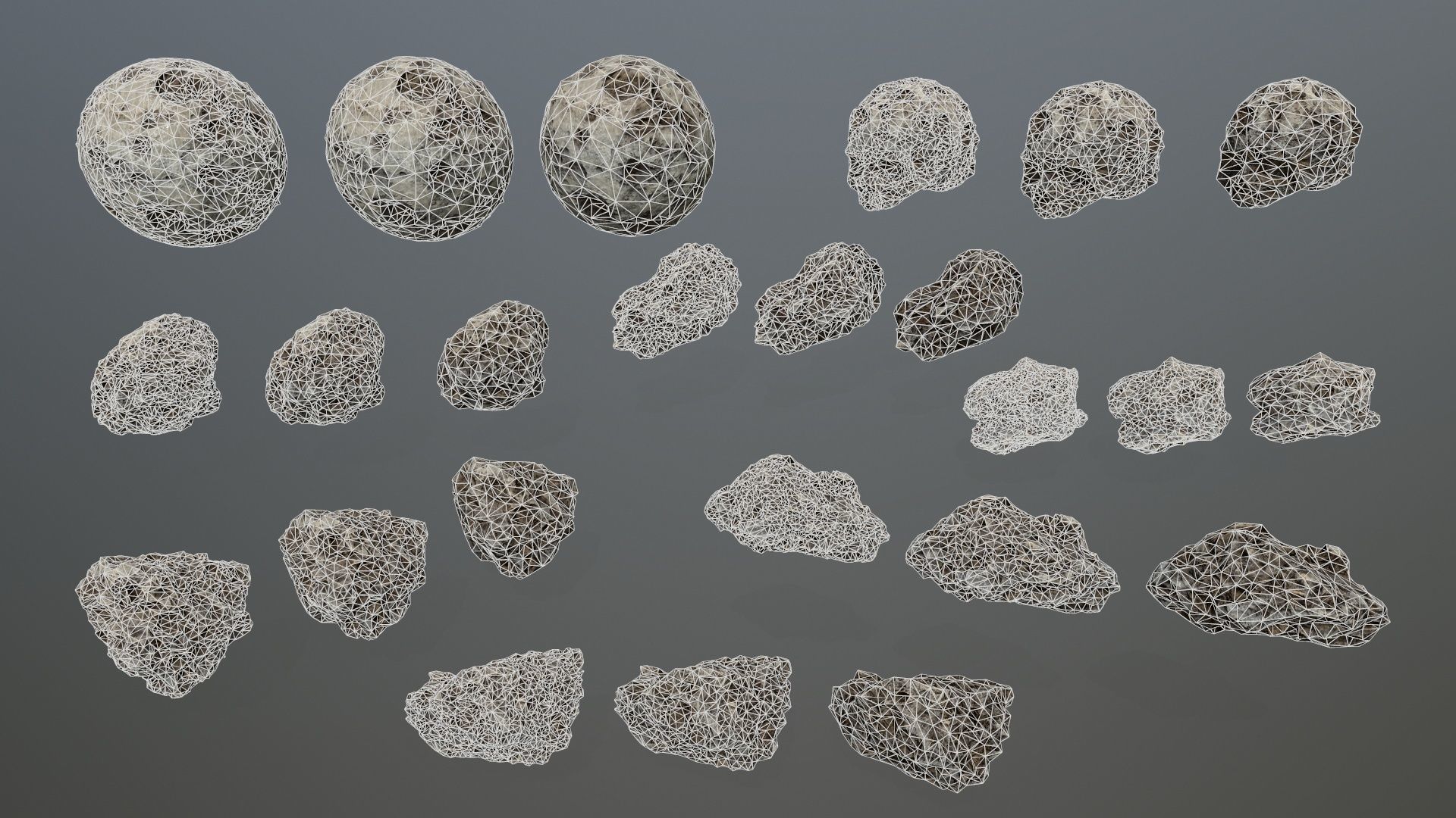 Asteroid Set rock Low-poly 3D model_3