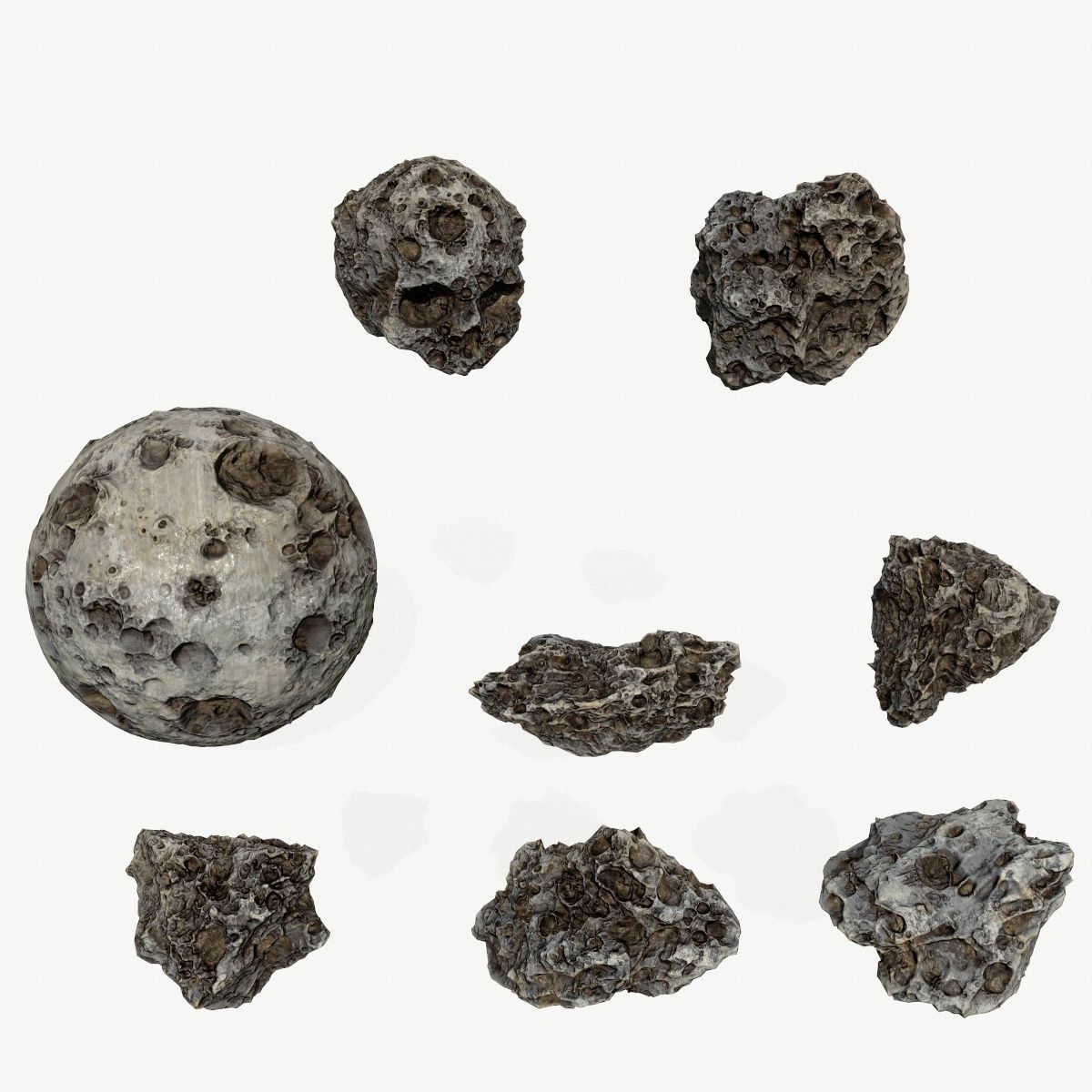 Asteroid Set rock Low-poly 3D model_1