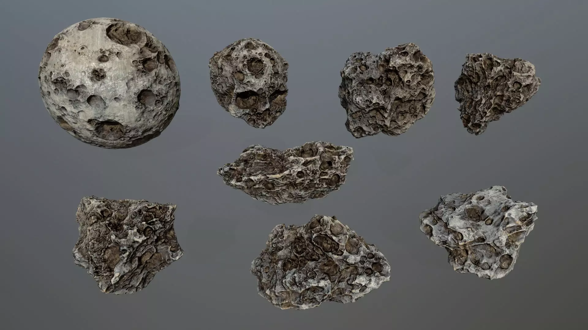 Asteroid Set rock Low-poly 3D model_0