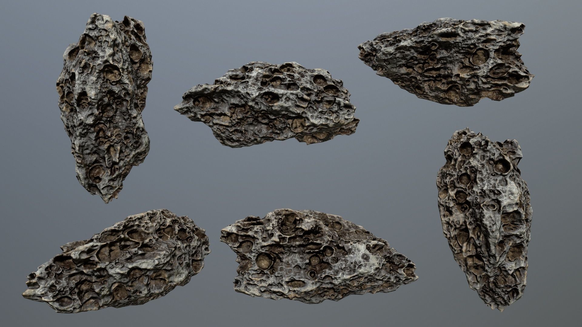 Asteroid Set rock Low-poly 3D model_5