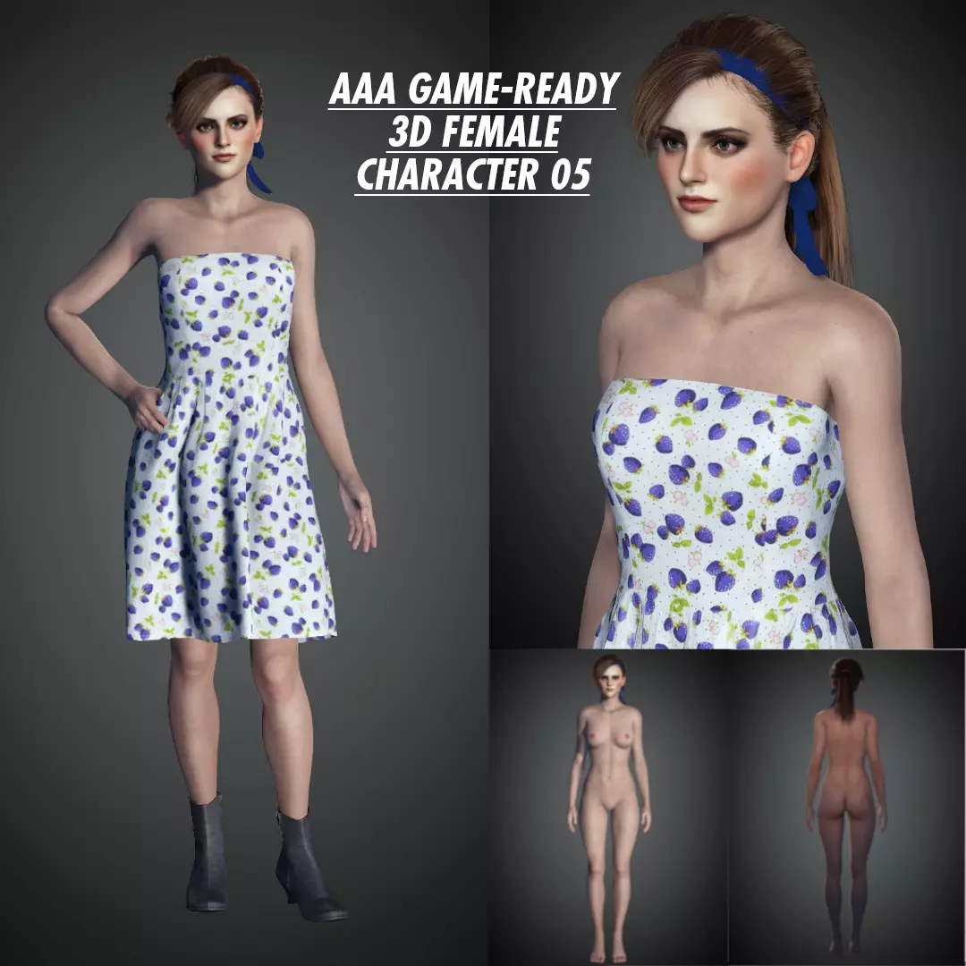 AAA Realistic Female Character 05 Low-poly 3D model_0