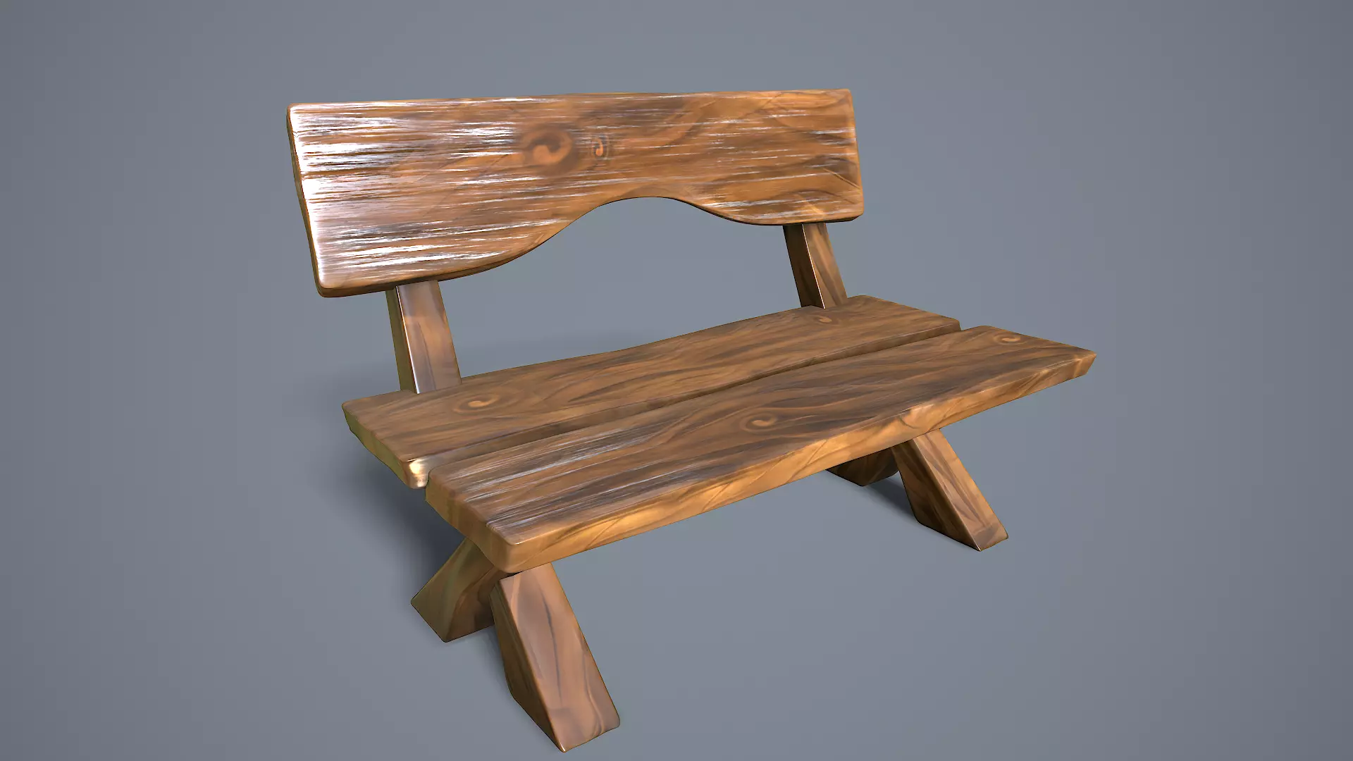 cartoon bench Free low-poly 3D model