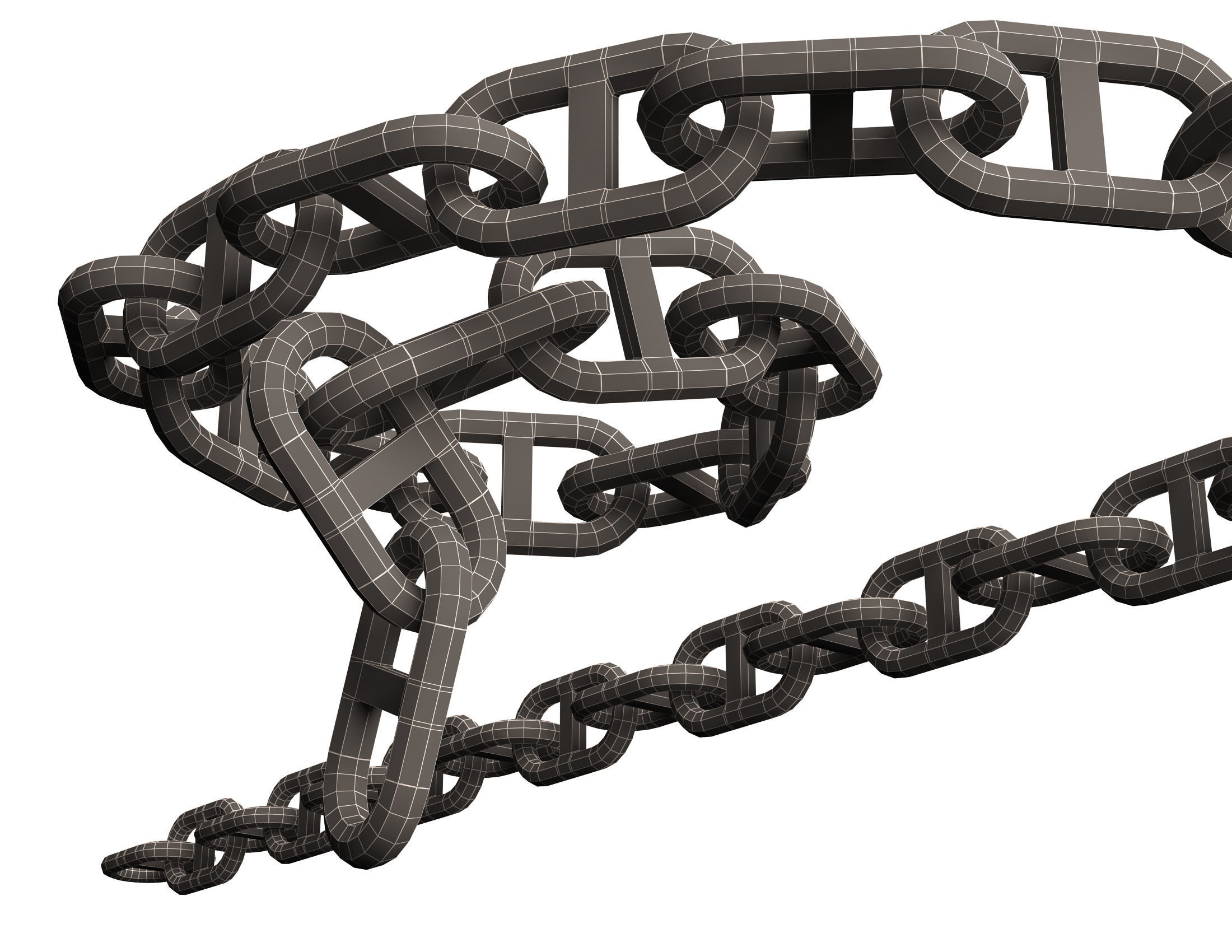 Piece of Anchor Ship Chain Low-poly 3D model_8