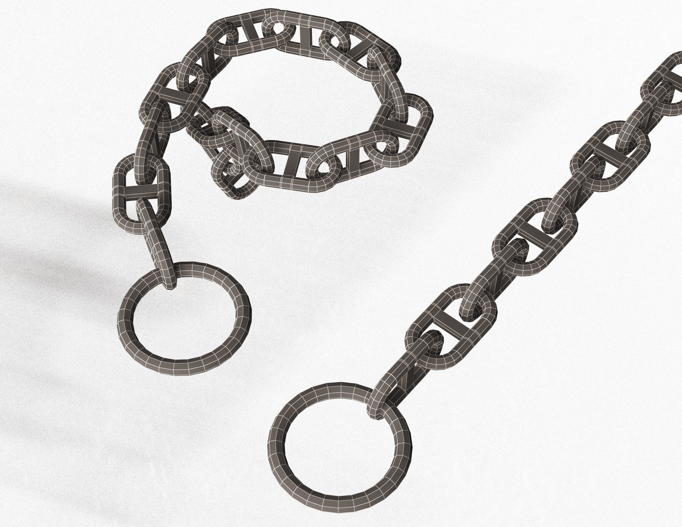Piece of Anchor Ship Chain Low-poly 3D model_5