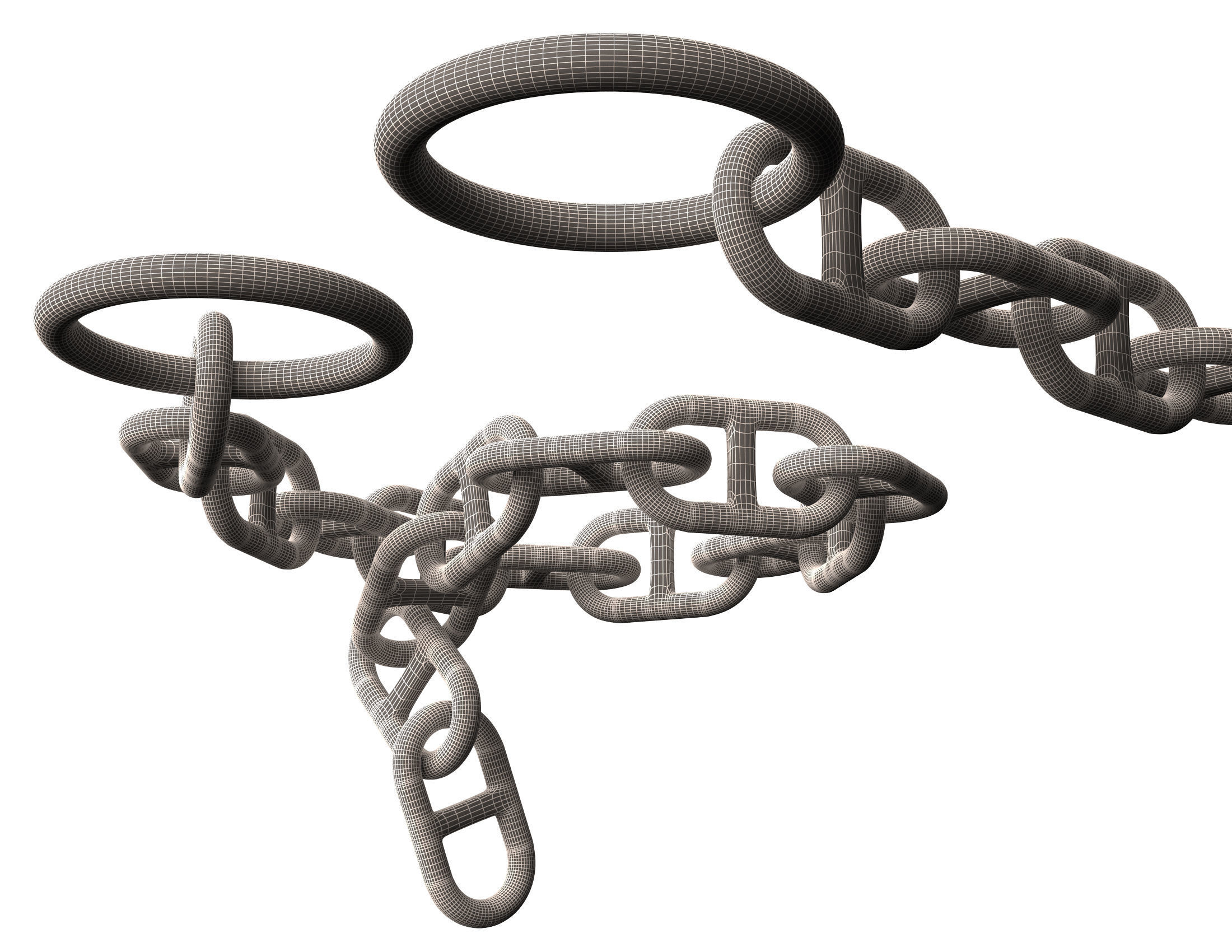 Piece of Anchor Ship Chain Low-poly 3D model_14