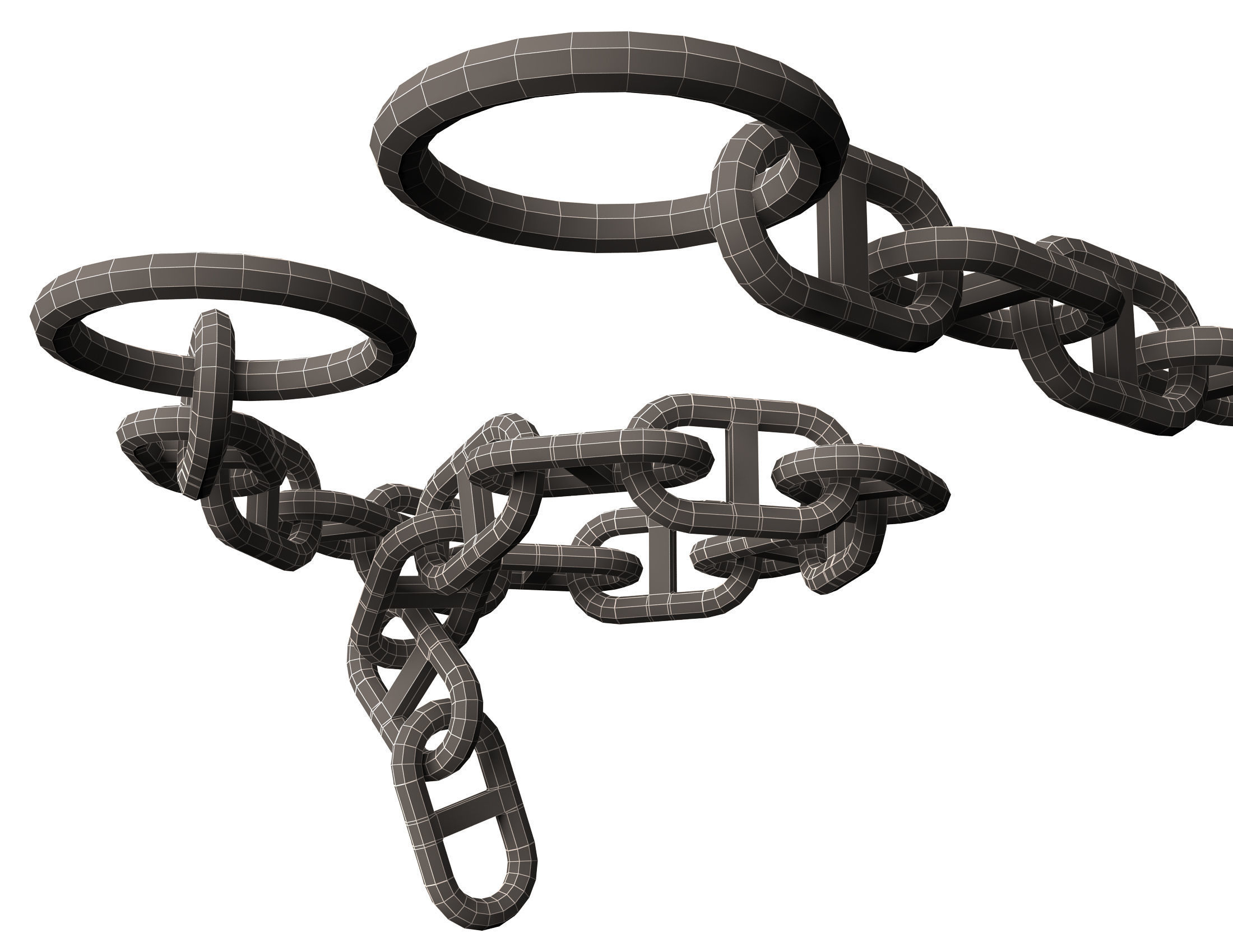 Piece of Anchor Ship Chain Low-poly 3D model_9