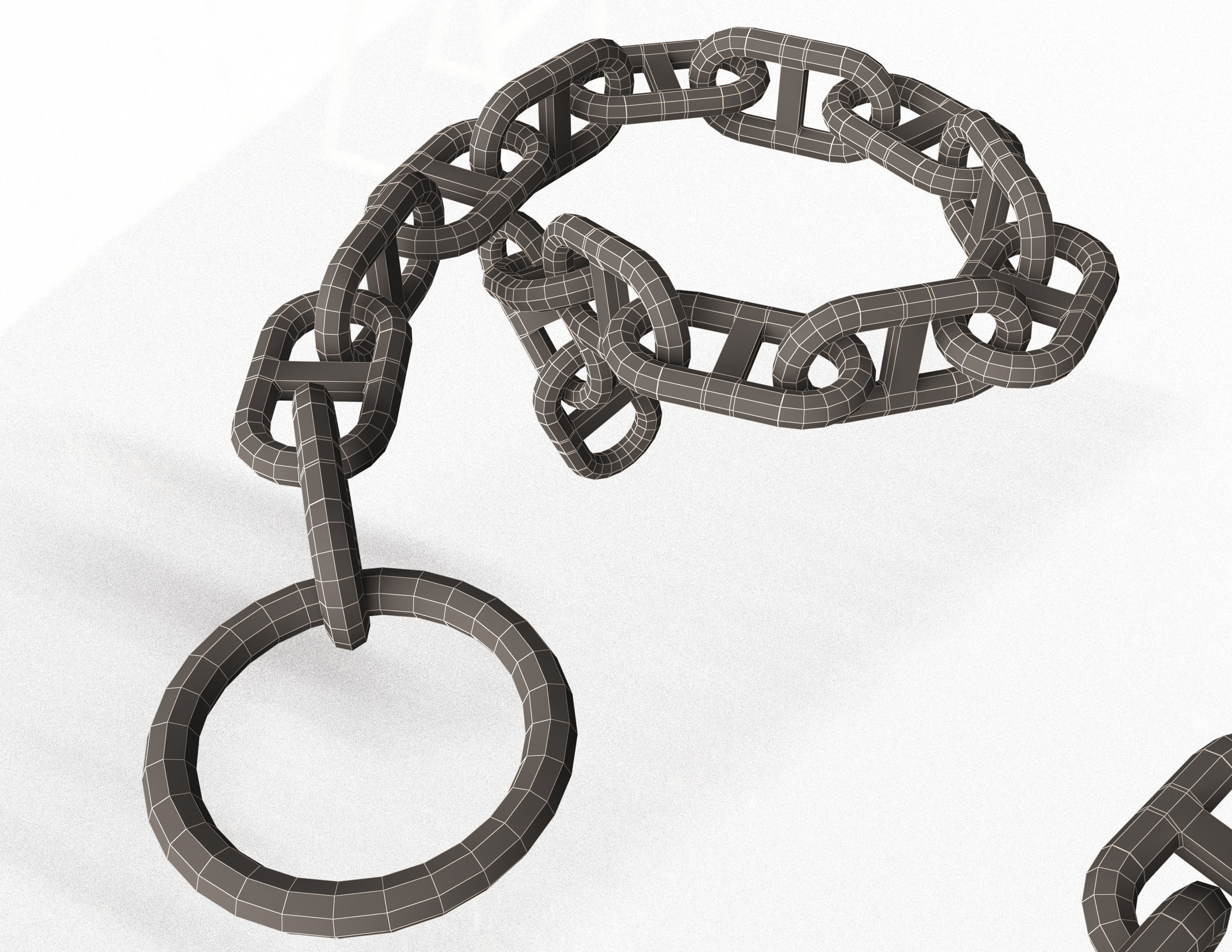 Piece of Anchor Ship Chain Low-poly 3D model_7