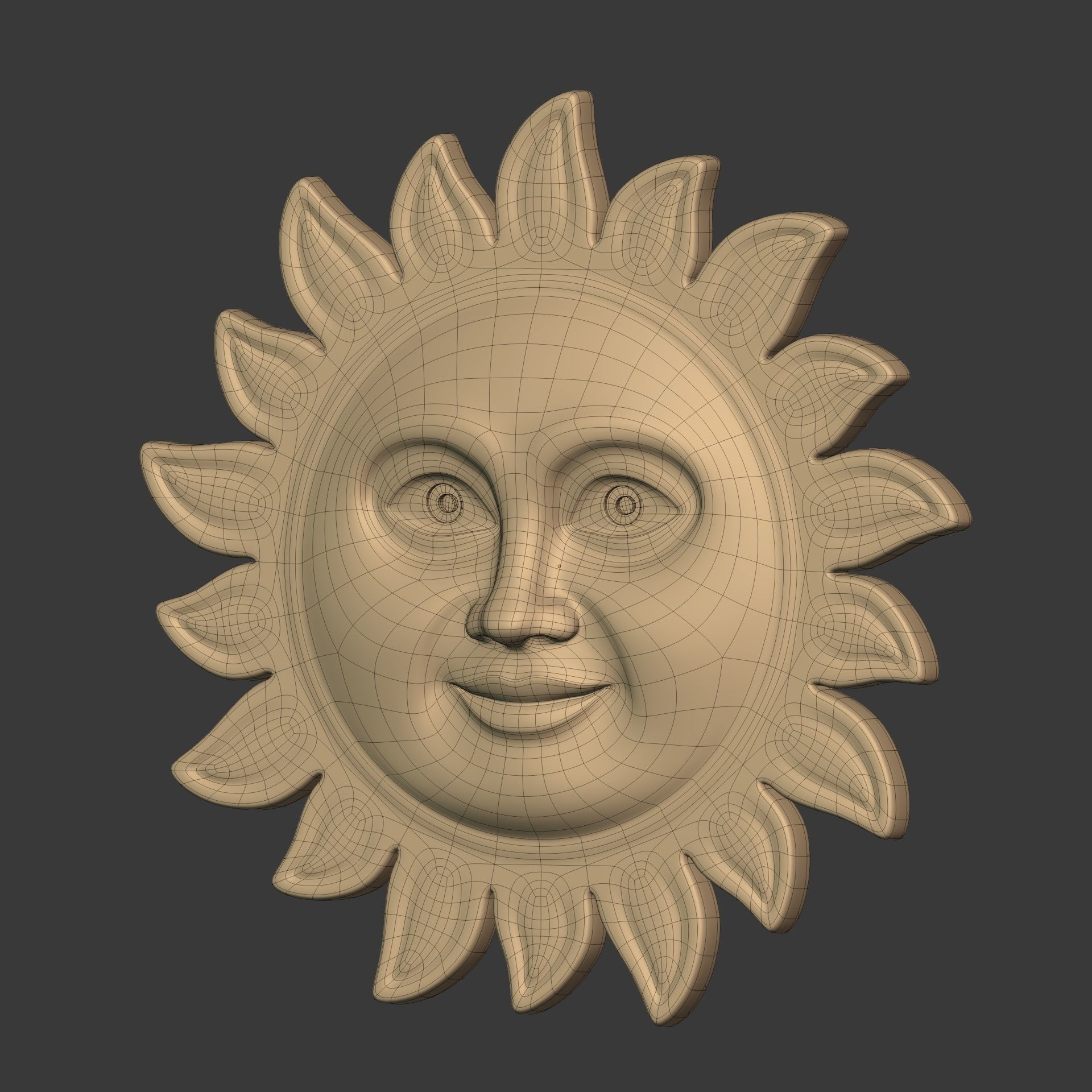 Sun Face -- Ready for 3D Printing 3D print model_4