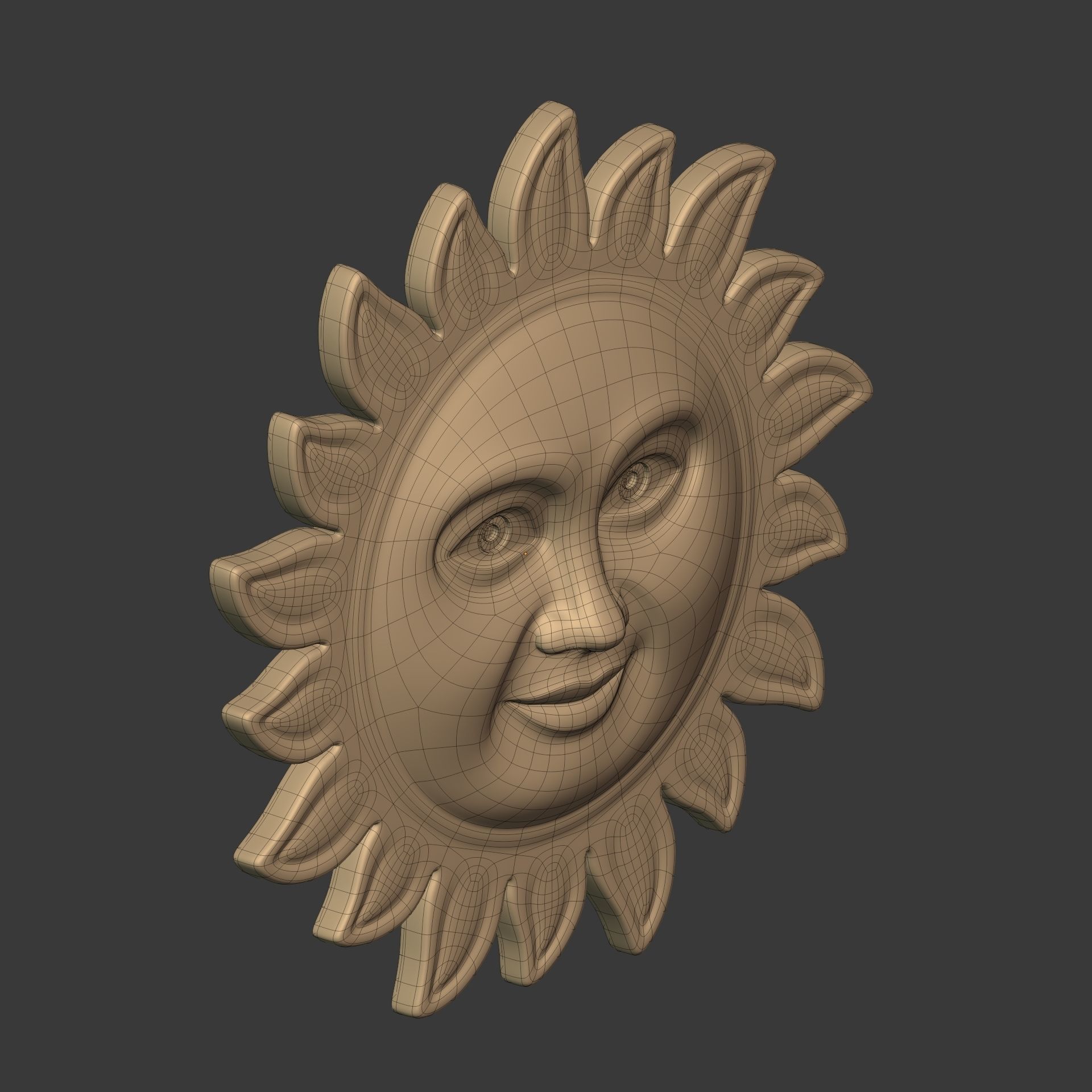 Sun Face -- Ready for 3D Printing 3D print model_10