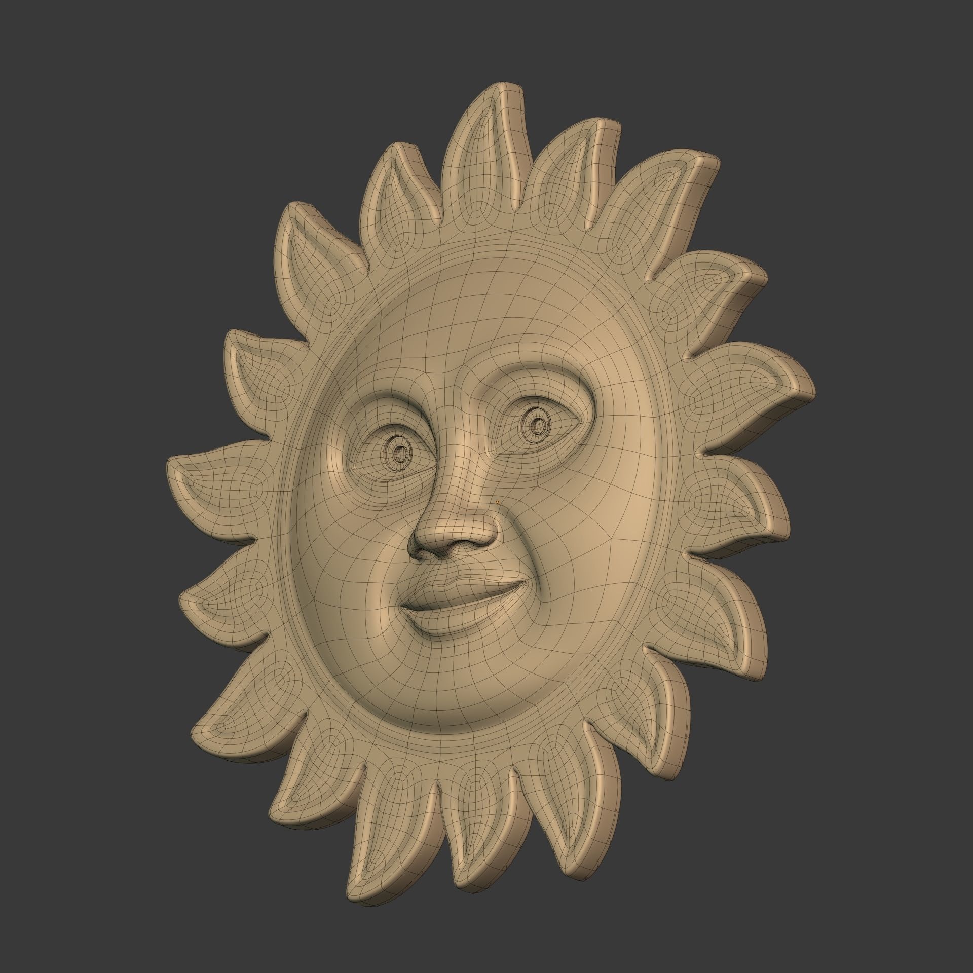Sun Face -- Ready for 3D Printing 3D print model_6