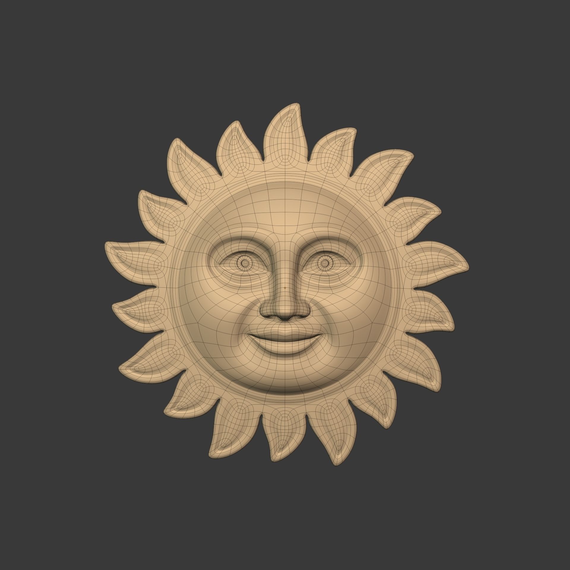 Sun Face -- Ready for 3D Printing 3D print model_2