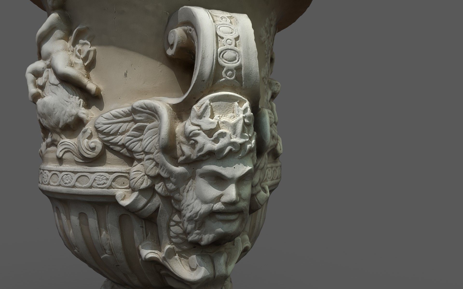 Exterior 2-sided antique vase with flowers  3D model_3