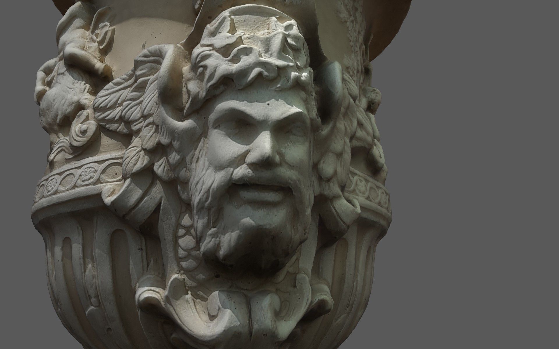 Exterior 2-sided antique vase with flowers  3D model_5