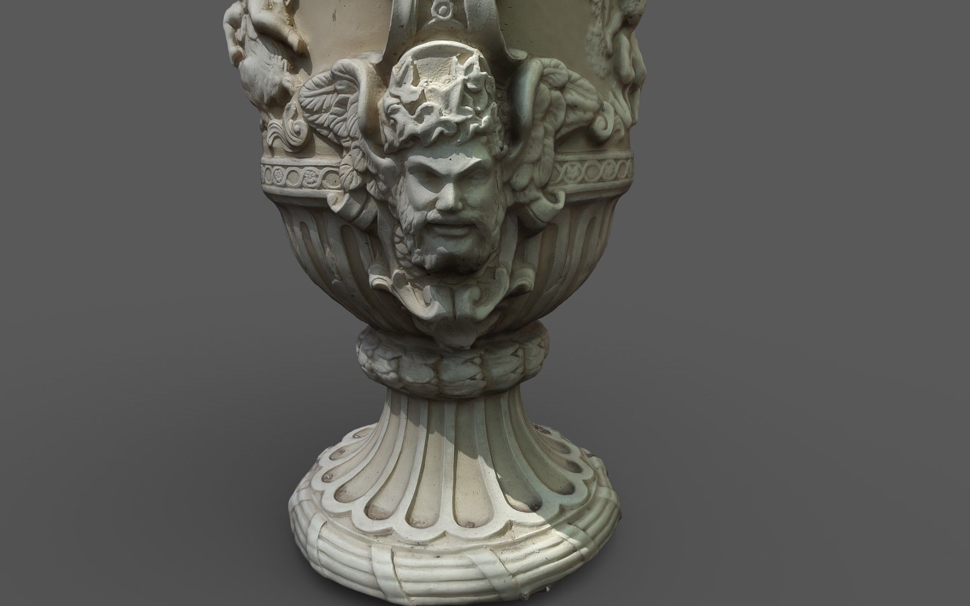 Exterior 2-sided antique vase with flowers  3D model_2