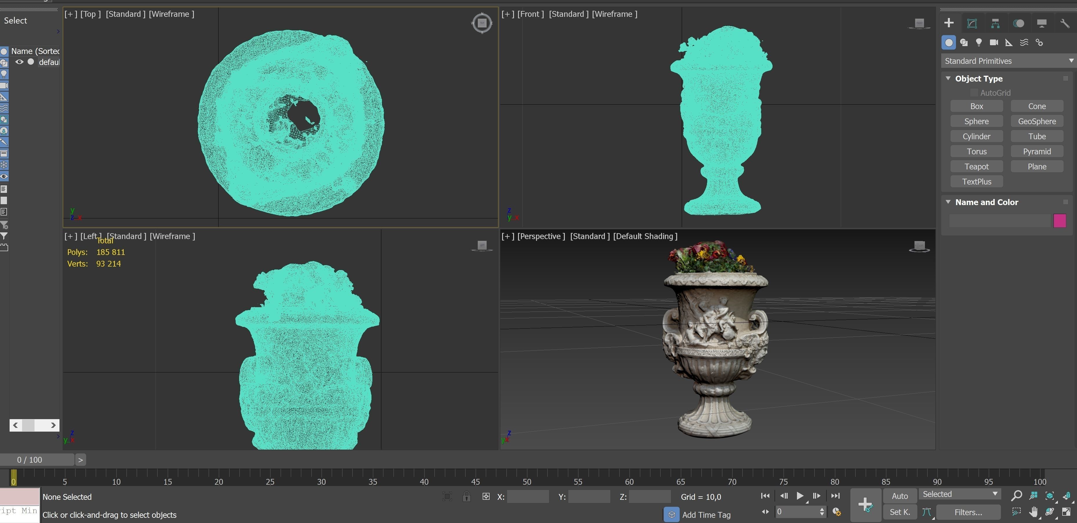 Exterior 2-sided antique vase with flowers  3D model_9