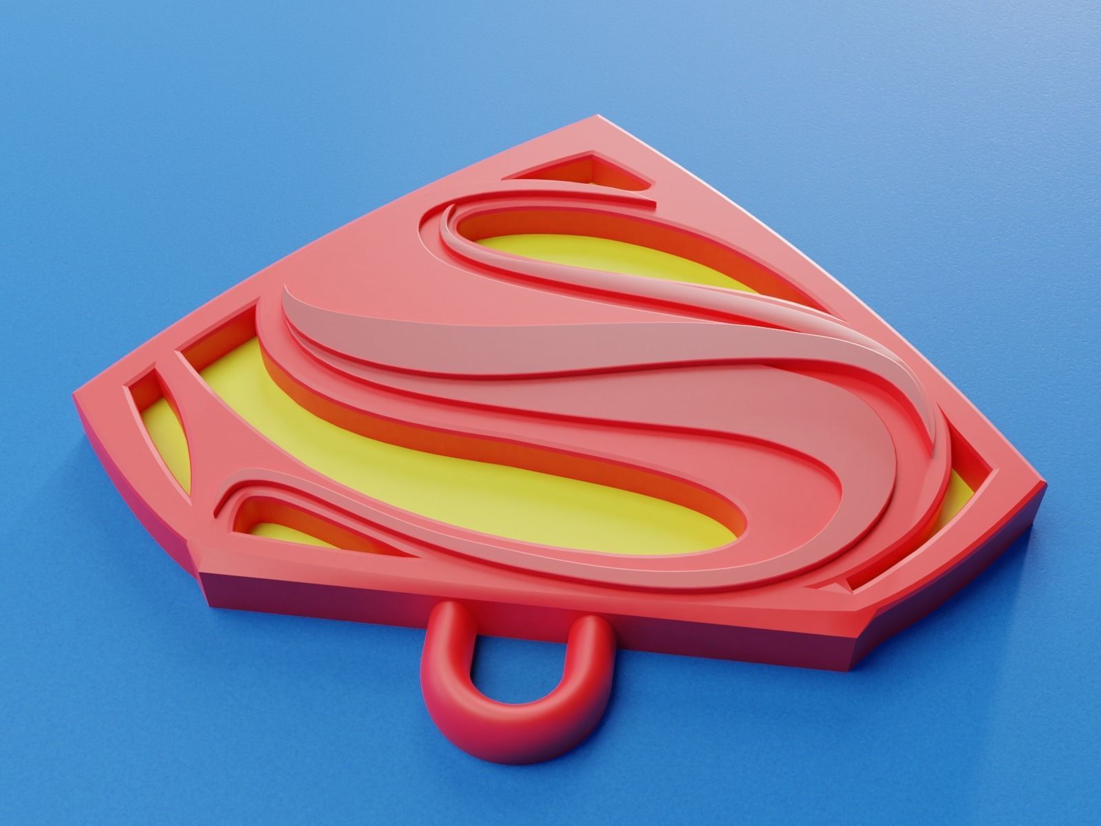 superman key chain 3D print model_7