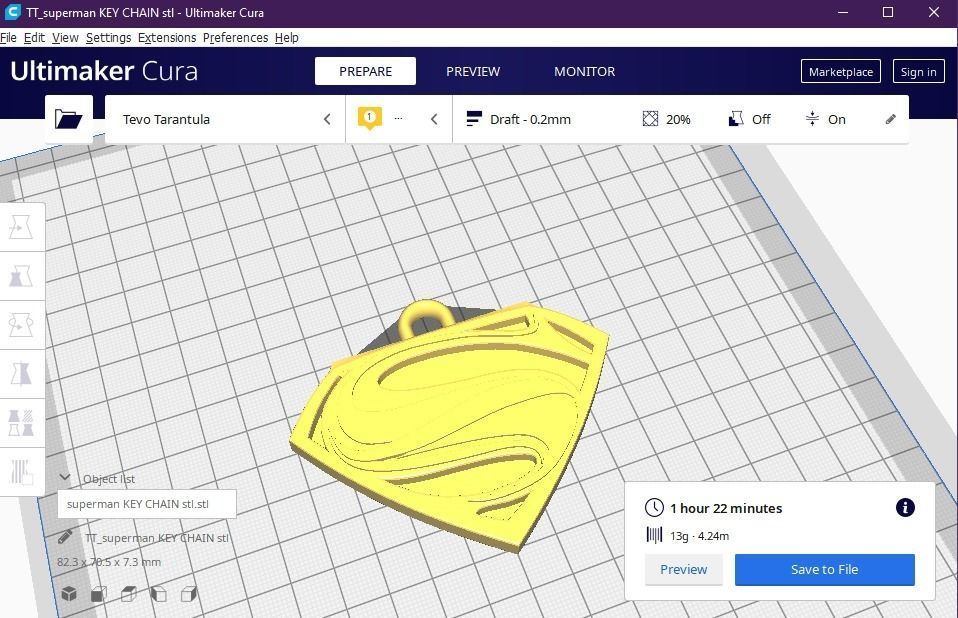 superman key chain 3D print model_12