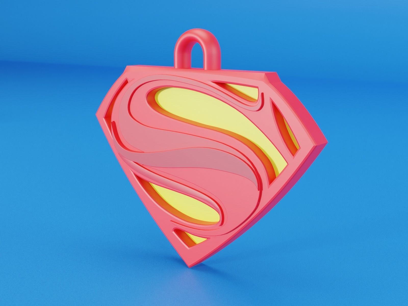 superman key chain 3D print model_4