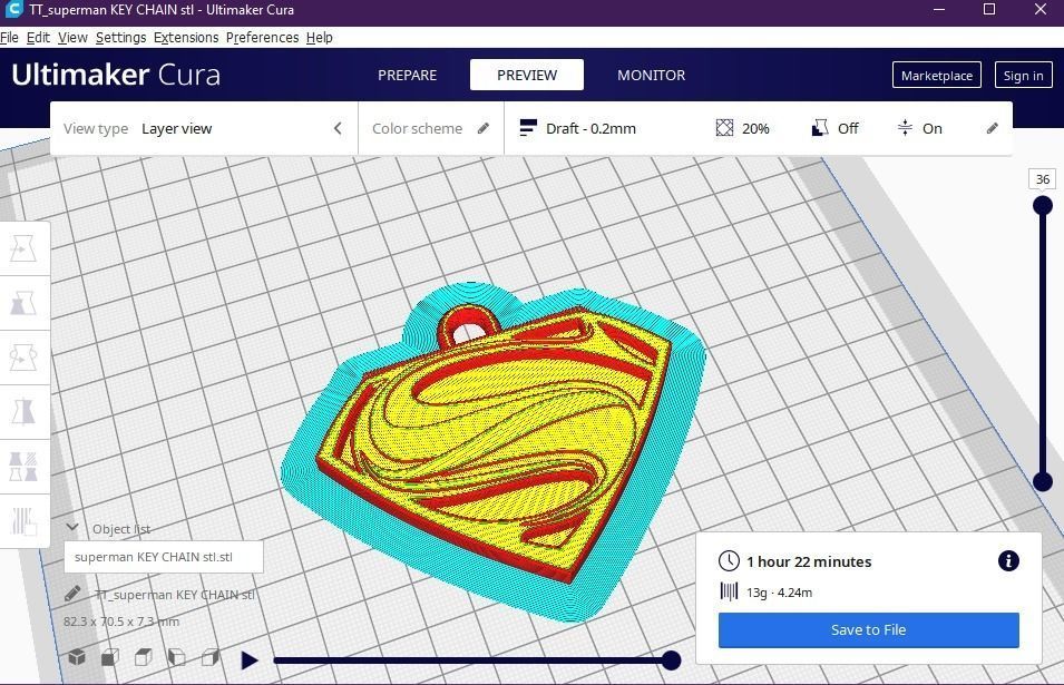superman key chain 3D print model_1