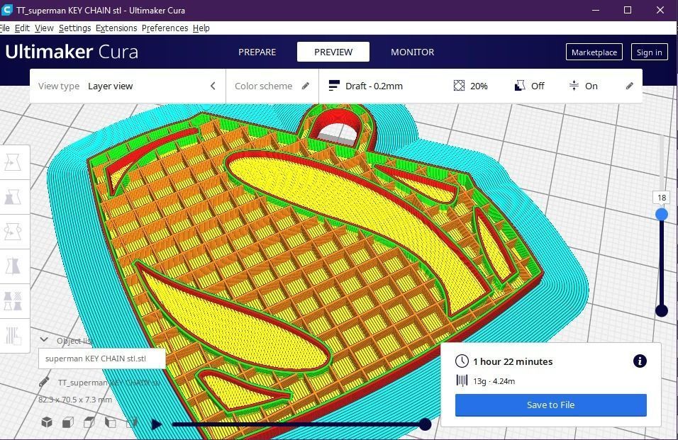 superman key chain 3D print model_14