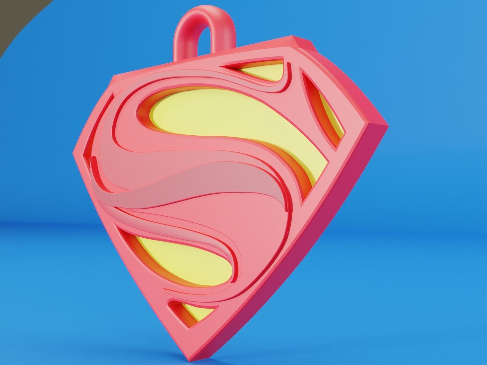 superman key chain 3D print model_5