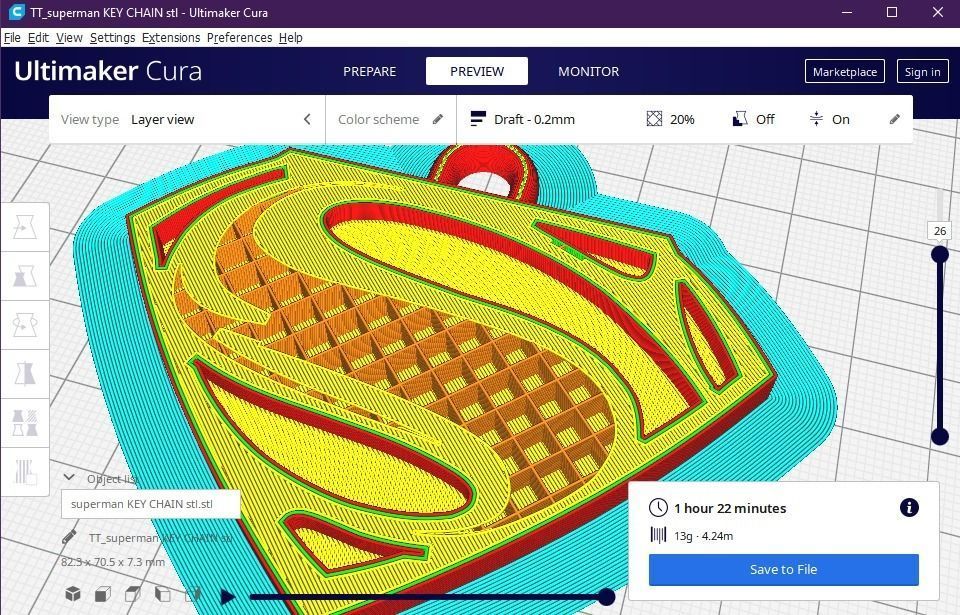 superman key chain 3D print model_13