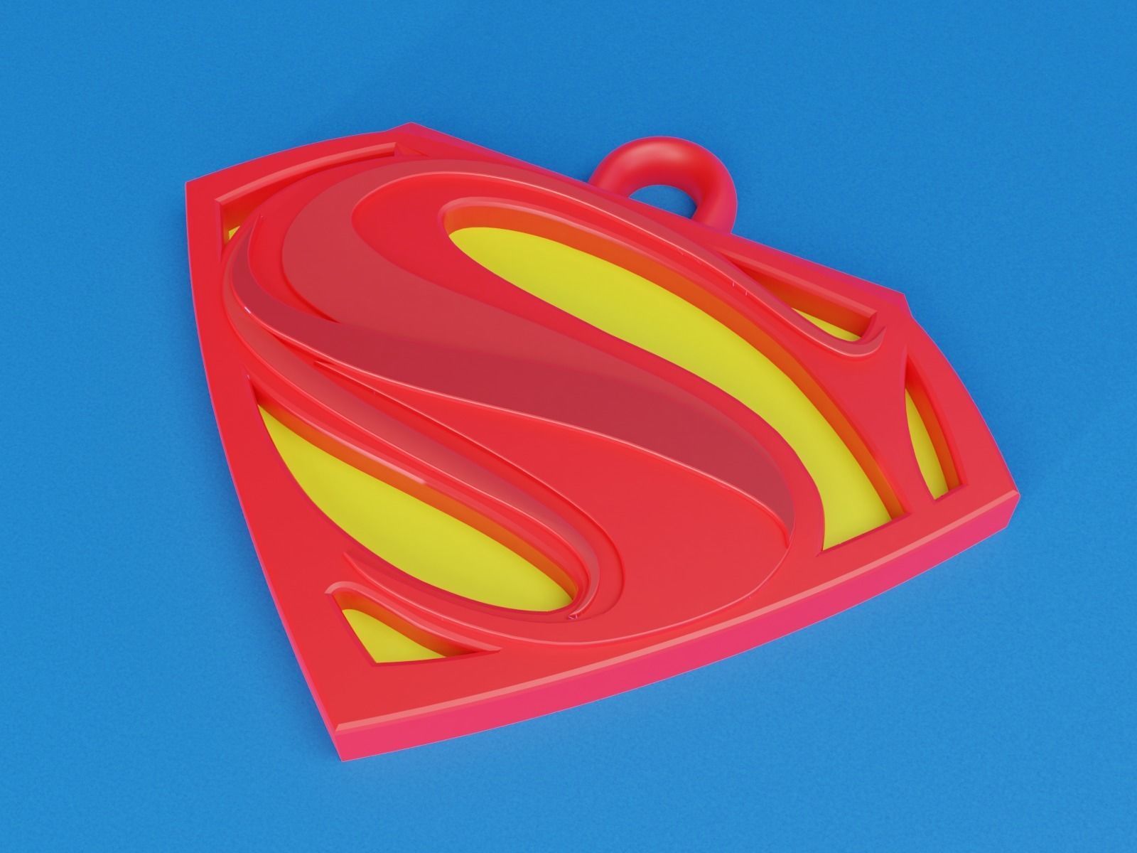superman key chain 3D print model_9