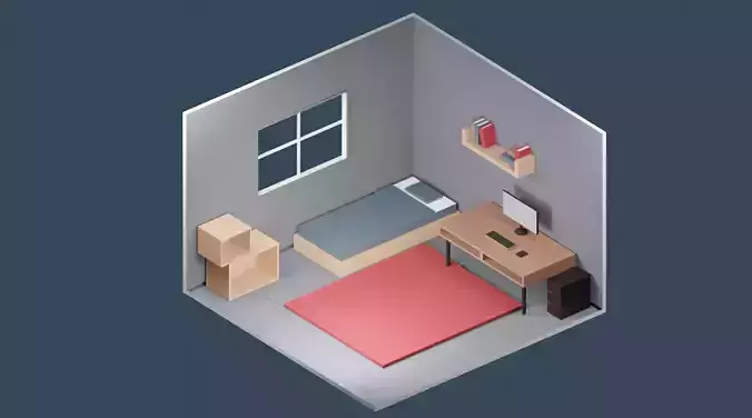 Low Poly Gaming Room