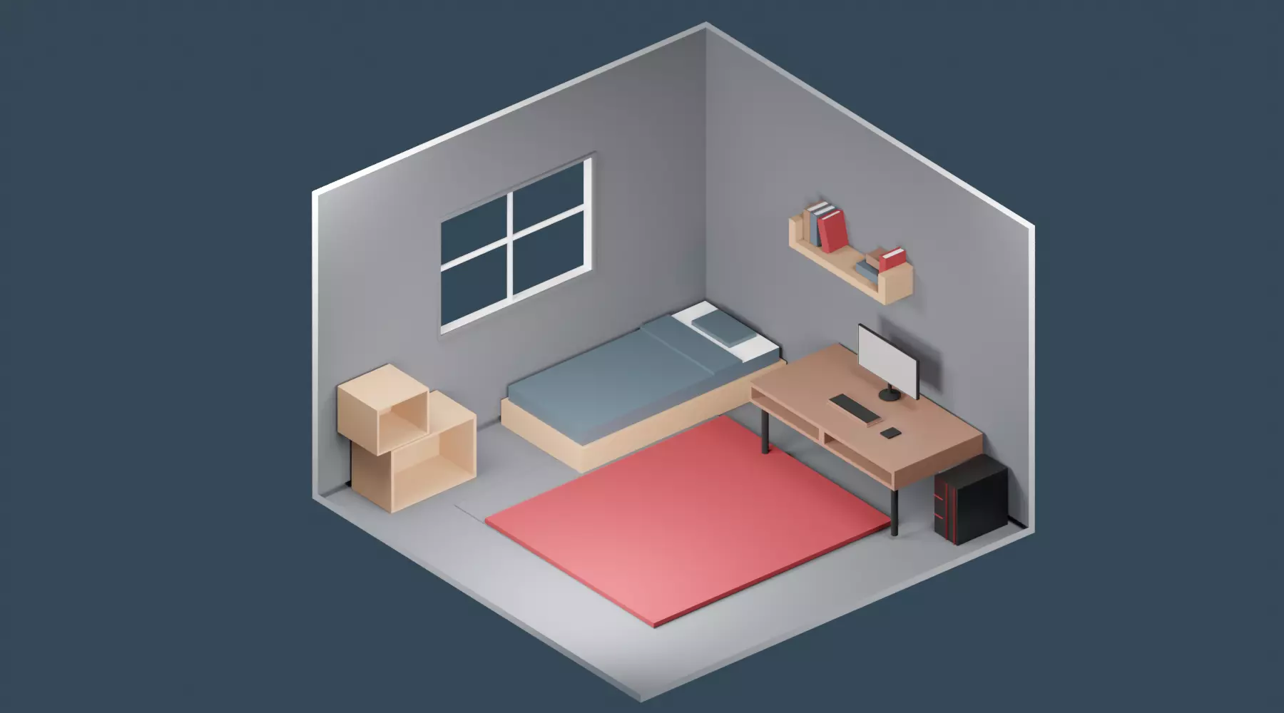 Low Poly Gaming Room Free low-poly 3D model