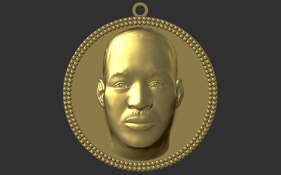 Martin Luther King medallion pendant 3D printing ready stl obj 3D print model_5