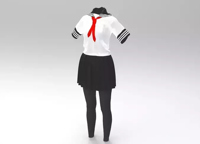 3D White School Dress